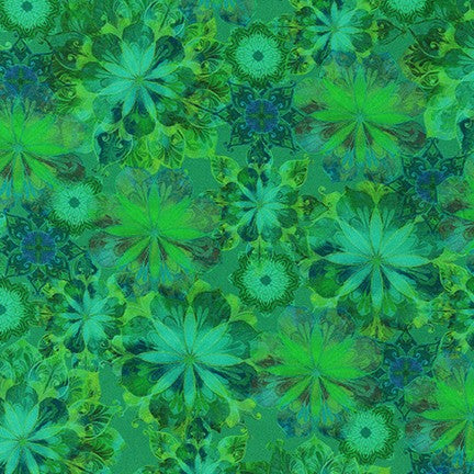 Venice Blossom Collage Jade Christiane Marques Robert Kaufman Cotton Fabric RK-AQSD-19722-51