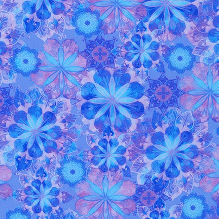 Venice Blossom Collage Periwinkle Blue Purple Christiane Marques Robert Kaufman Cotton Fabric RK-AQSD-19722-61
