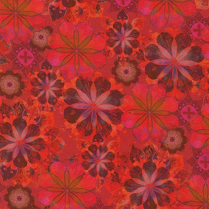 Venice Blossom Collage Red Christiane Marques Robert Kaufman Cotton Fabric RK-AQSD-19722-3