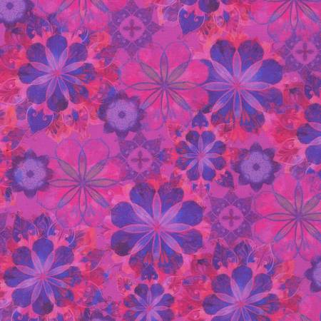 Venice Flower Blossom Collage Amethyst Purple Pink Christiane Marques Robert Kaufman Cotton Fabric RK-AQSD-19722-20
