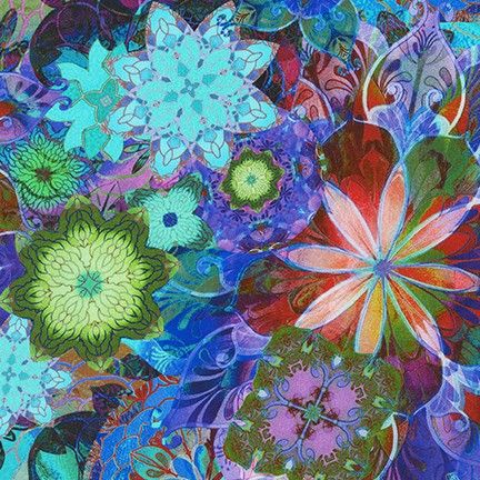 Venice Packed Floral Jewel Multi Christiane Marques Robert Kaufman Cotton fabric RK-AQSD-19718-201