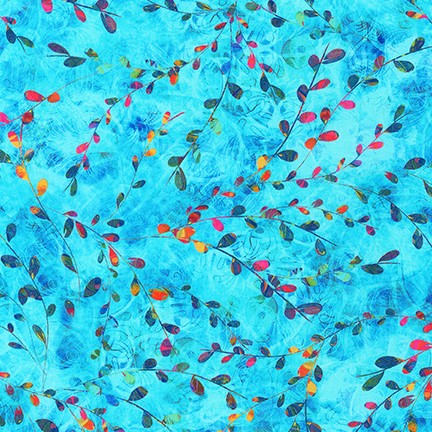 Venice Stained Glass Pussy Willow Sky Blue Christiane Marques Robert Kaufman Cotton Fabric RK-AQSD-19720-63