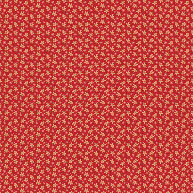 Very Merry Gingerbread Festive Gingerbread Fun Red Beth Albert 3 Wishes Cotton Fabric 3W-24611-RED