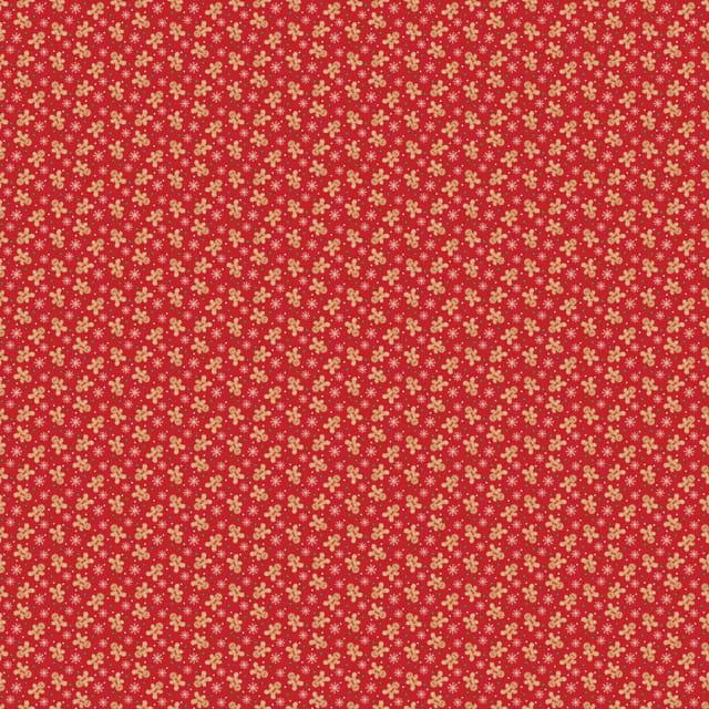 Very Merry Gingerbread Festive Gingerbread Fun Red Beth Albert 3 Wishes Cotton Fabric 3W-24611-RED | US Fabric Shop
