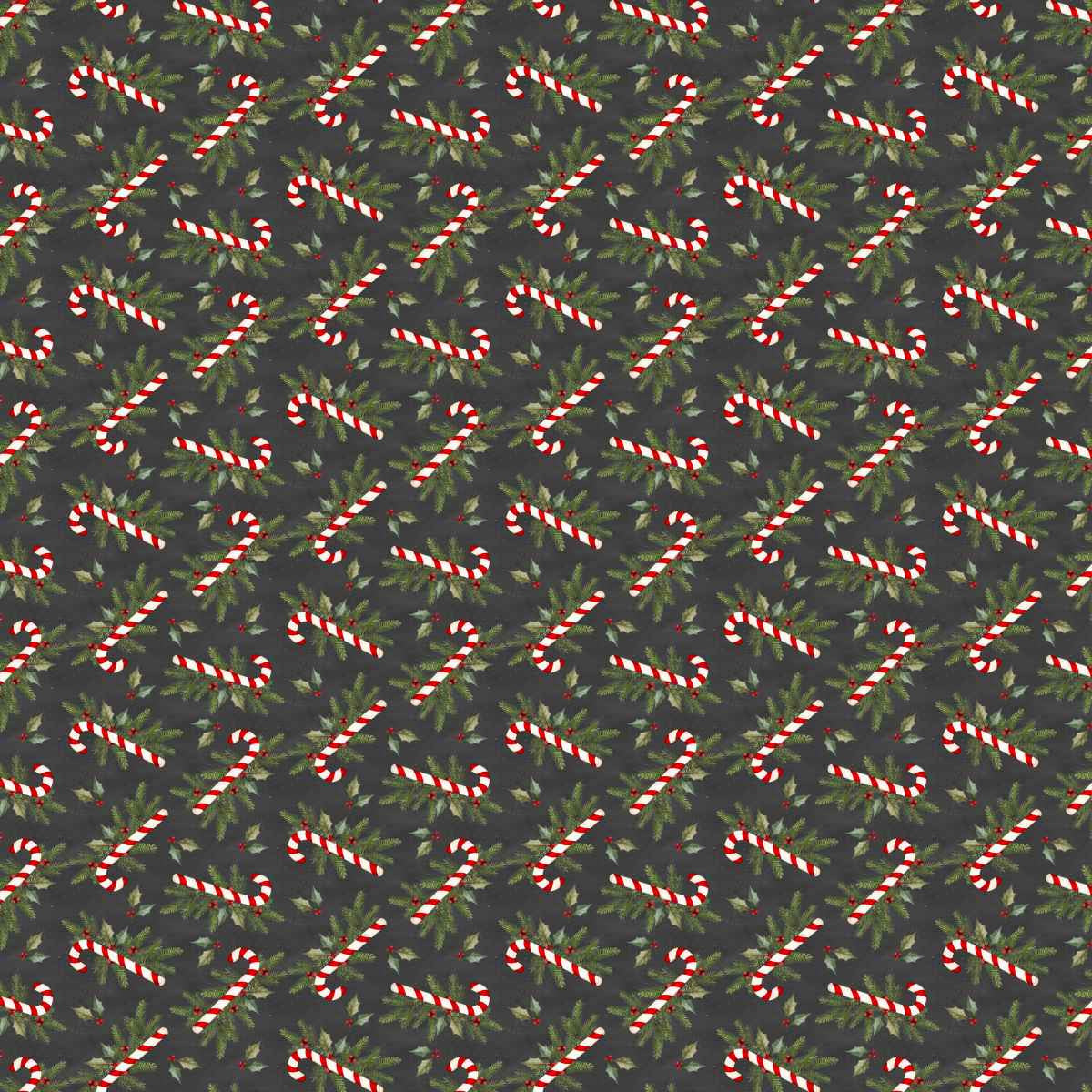 Very Merry Gingerbread Sugar Spruce Charcoal Beth Albert 3 Wishes Cotton Fabric 3W-24612-CHR