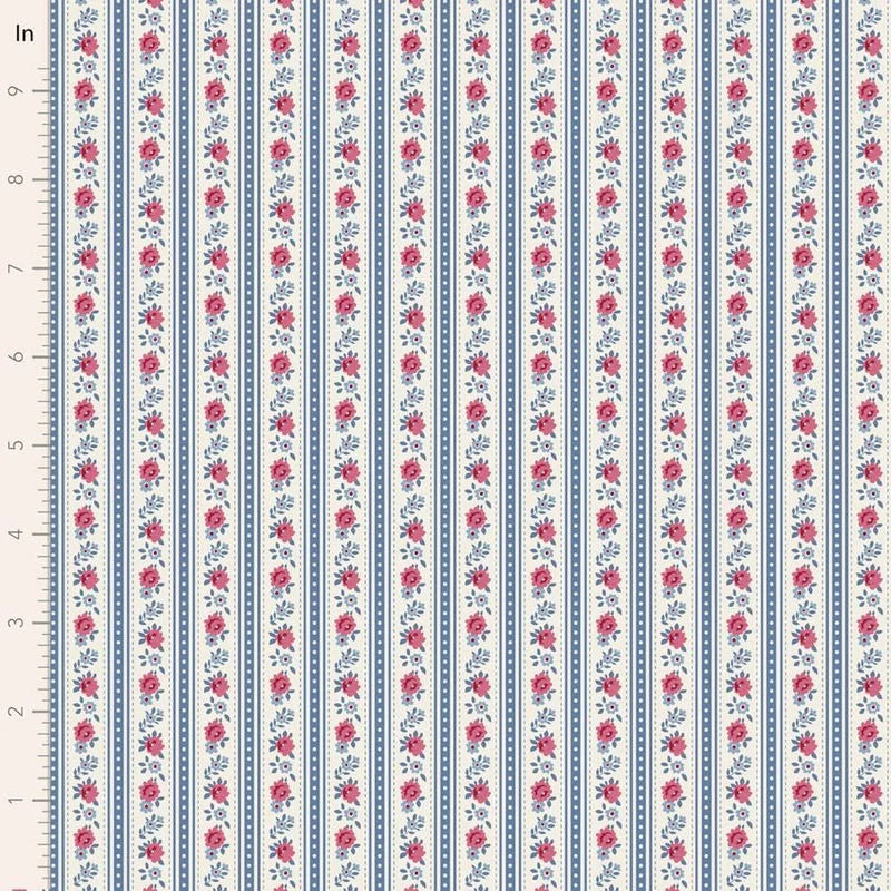 Village Life Agnes Blue Tone Finnanger Tilda Fabrics Cotton Fabric TIL-100700