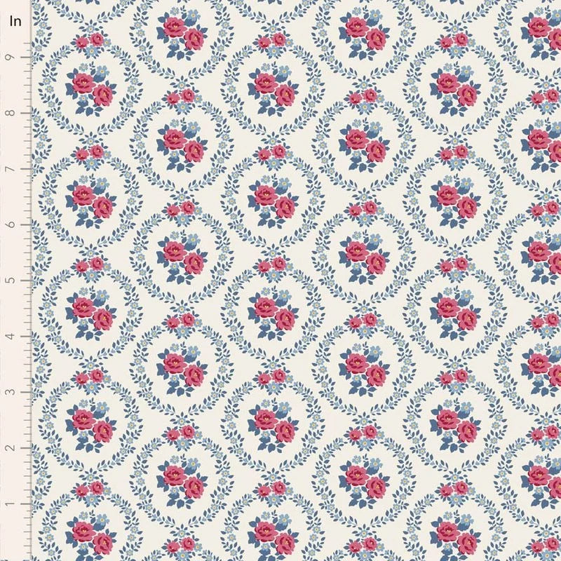 Village Life Mable Cold Cream White Tone Finnanger Tilda Fabrics Cotton Fabric TIL-100692
