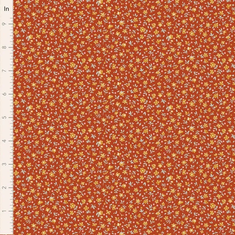 Village Life Mae Rust Orange Brown Tone Finnanger Tilda Fabrics Cotton Fabric TIL-110176