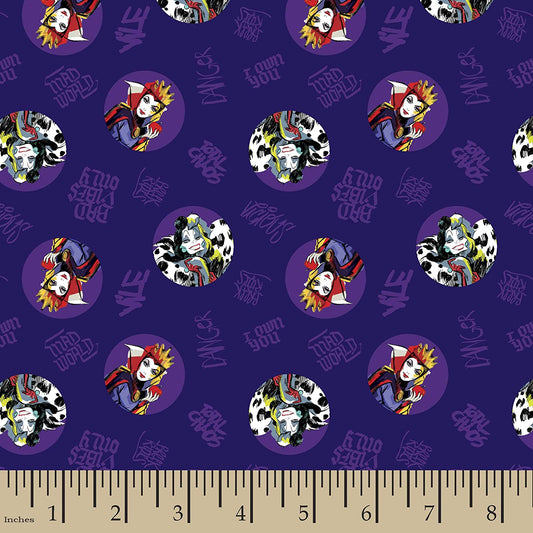 Disney VillainsToss Cruella de Vil Ursula Stepmother Springs Creative Cotton Fabric SC-68960