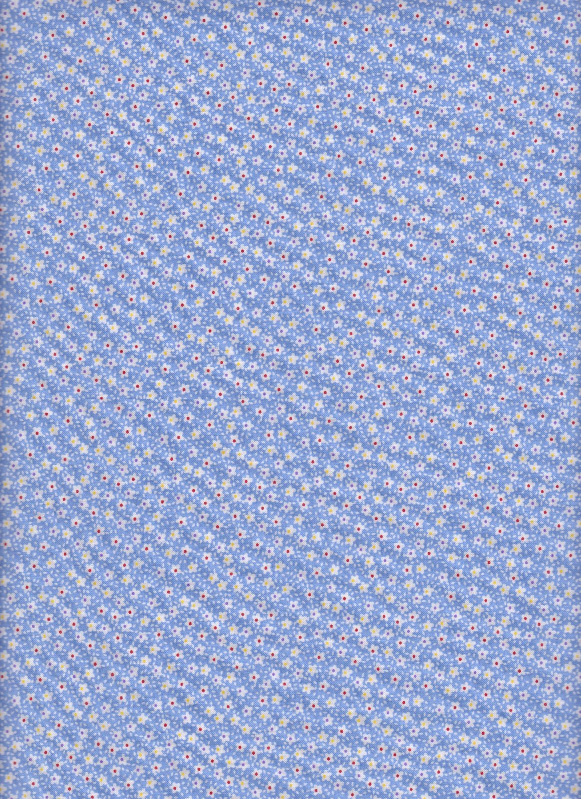 Vintage Miniature Florals Blue Stem Flower Foust Cotton