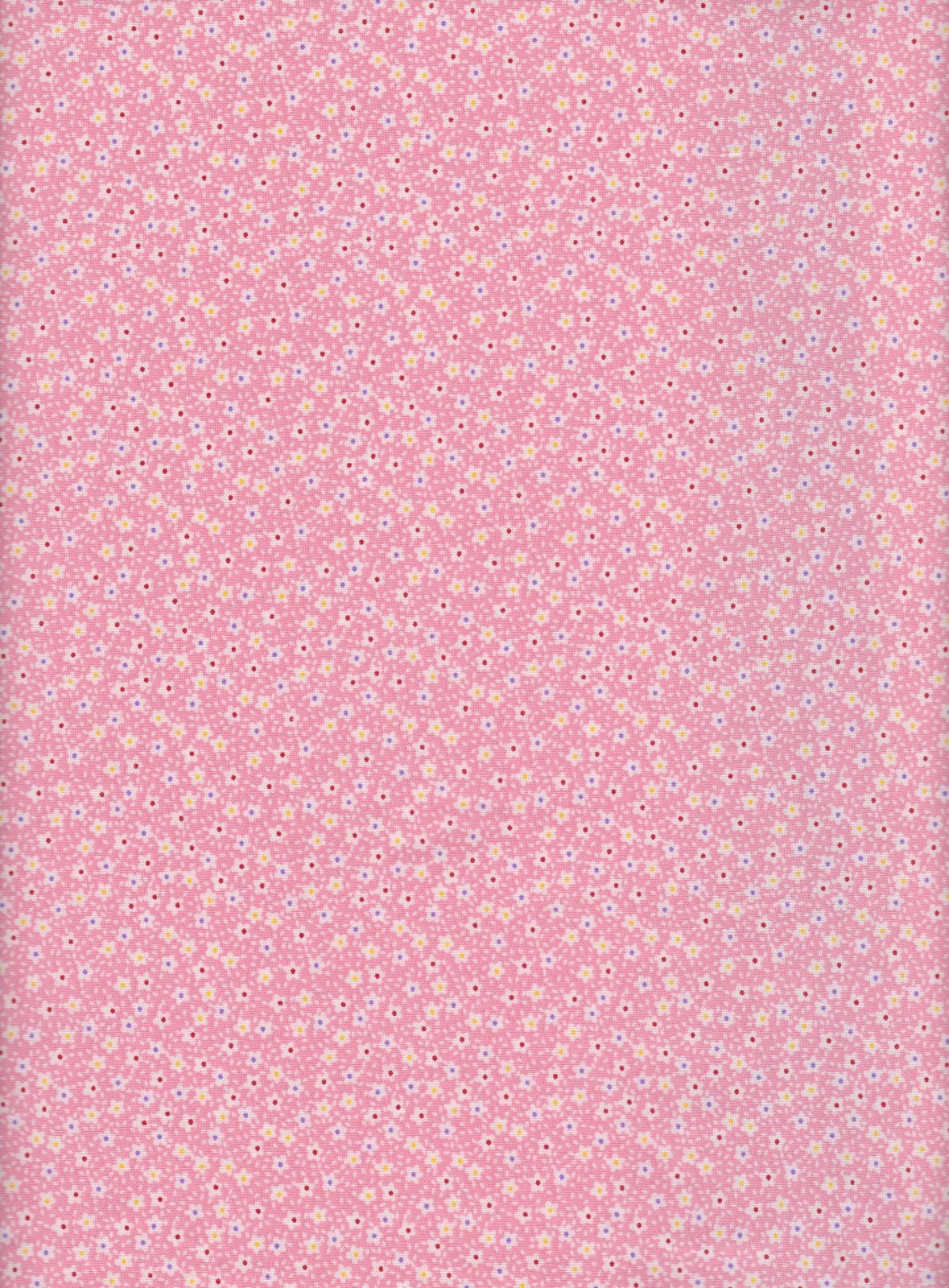 Vintage Miniature Florals Pink Stem Flower Foust Cotton 49479-Pink