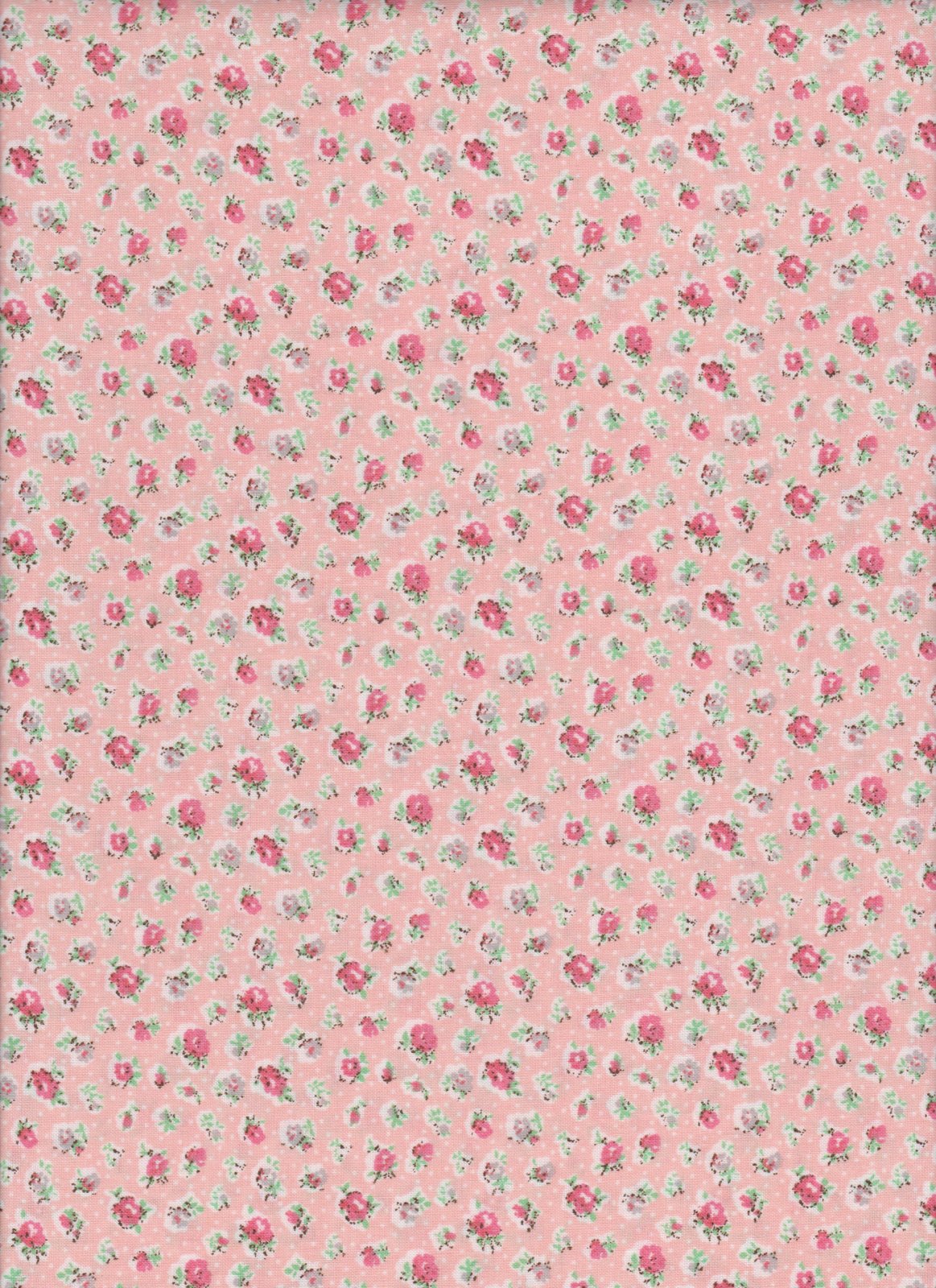 Vintage Miniature Florals Pink Stem Flower Foust Cotton 49481-Pink