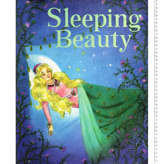 Vintage Storybooks Sleeping Beauty Panel 36" Blue Digitally Printed David Textiles Cotton Fabric DT-BW-0152-0C-1