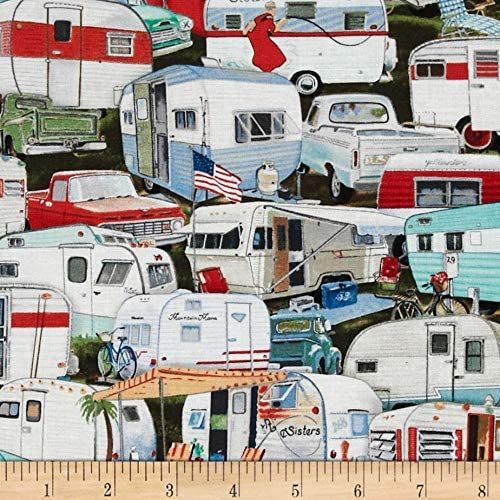 Vintage Trailers RV Packed Elizabeth's Studio Cotton Fabric ES 3505 Multi