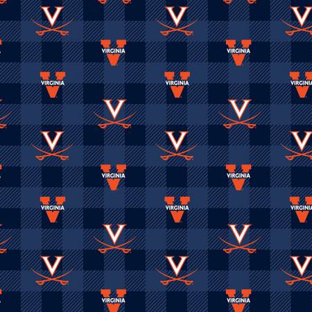 Virginia Cavaliers NCAA College Buffalo Plaid Sykel 58" FLEECE Fabric UVA-1190