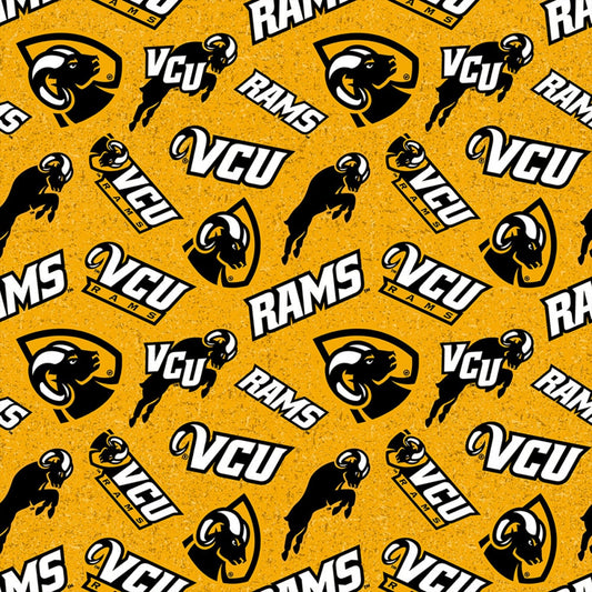 Virginia Commonwealth Rams NCAA College Tone on Tone Sykel Cotton Fabric VCU-1178