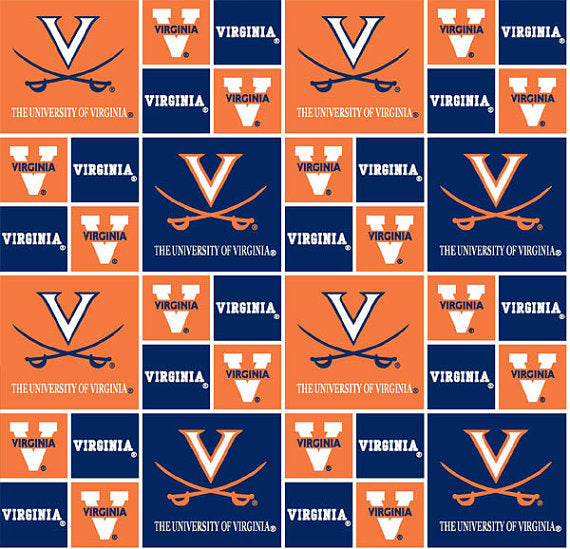Virginia Cavaliers NCAA Box Design Cotton Fabric UVA-020