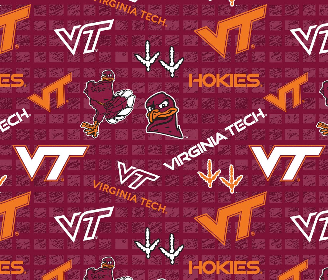 Virginia Tech Hokies NCAA College 108" Wide back Allover Sykel Enterprises Cotton Fabric VT-1395