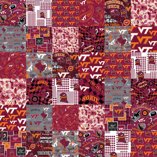 Virginia Tech Hokies NCAA College Cheater Quilt Allover 60" Sykel Cotton Fabric VT-1363