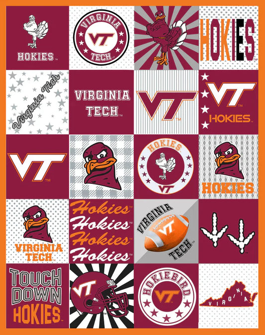Virginia Tech Hokies NCAA Collegiate T-Shirt Panel 60" Sykel Polyester Minky Fabric SYK-VT-1362