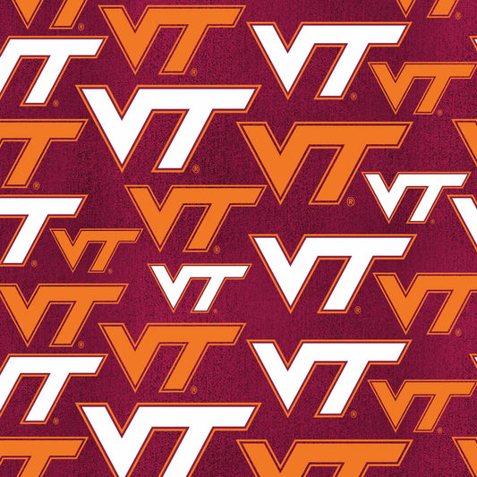 Virginia Tech Hokies NCAA College Letters Sykel Cotton Fabric SYK-VT-1372