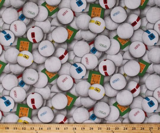 Volleyball Balls Spike Serve Sports Collection Elizabeth's Studio Cotton Fabric