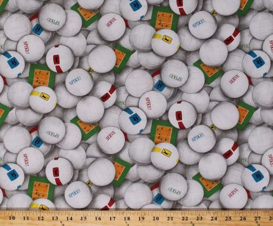 Volleyball Balls Spike Serve Sports Collection Elizabeth's Studio Cotton Fabric