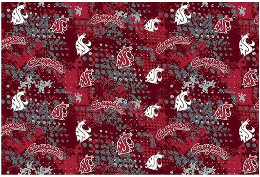 Washington State Cougars NCAA College Splatter Cotton Fabric WAST-835