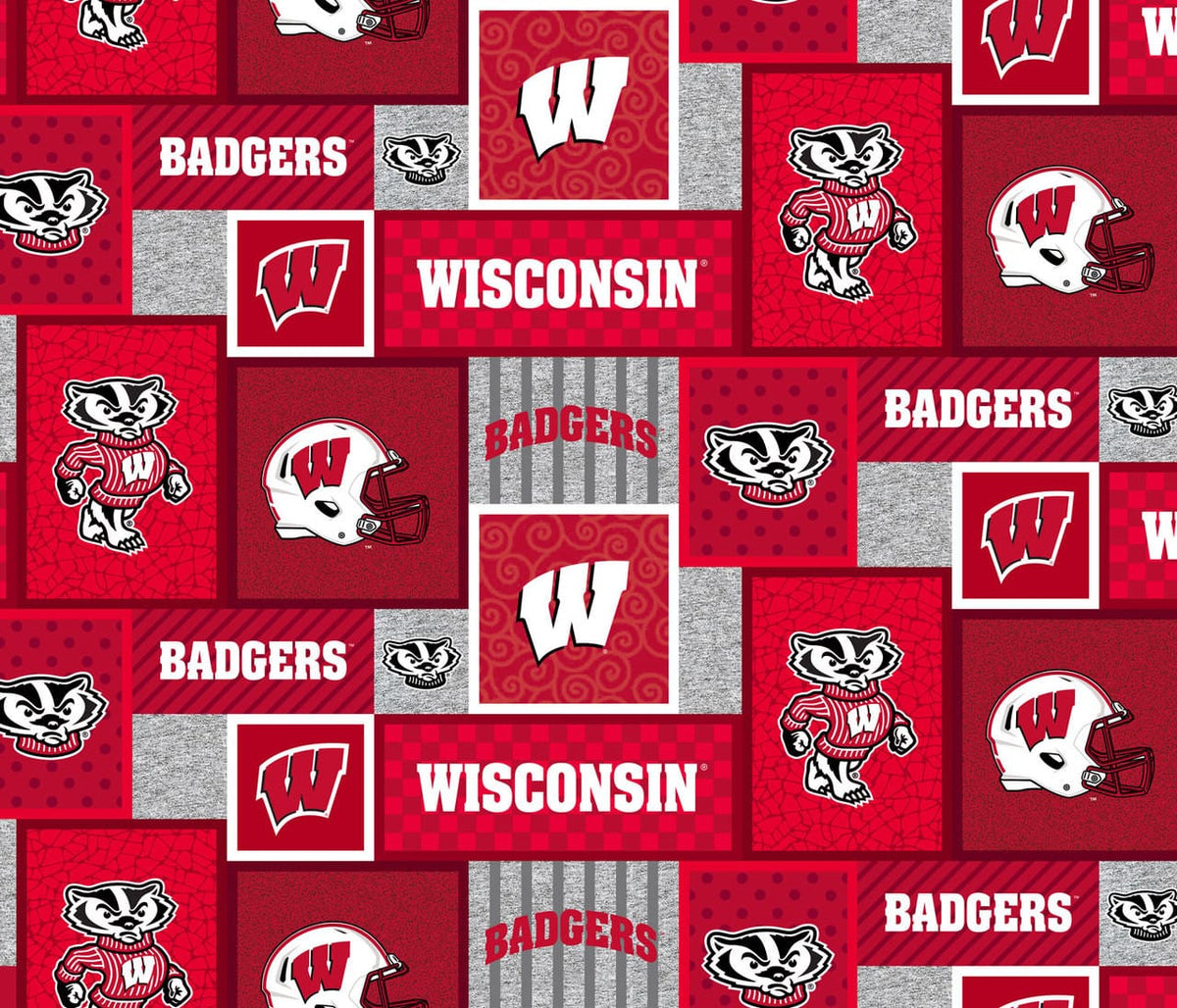 Wisconsin Badgers NCAA College Patch Sykel Enterprises Polyester Fleece Fabric WIS-1177 | US Fabric Shop
