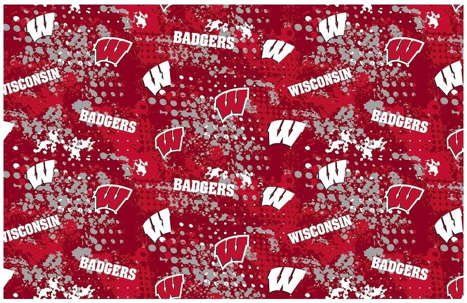 Wisconsin Badgers NCAA College Splatter Sykel Cotton Fabric WIS-835