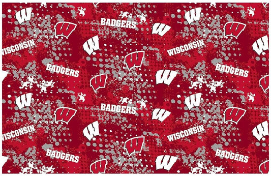 Wisconsin Badgers NCAA College Splatter Sykel Cotton Fabric WIS-835