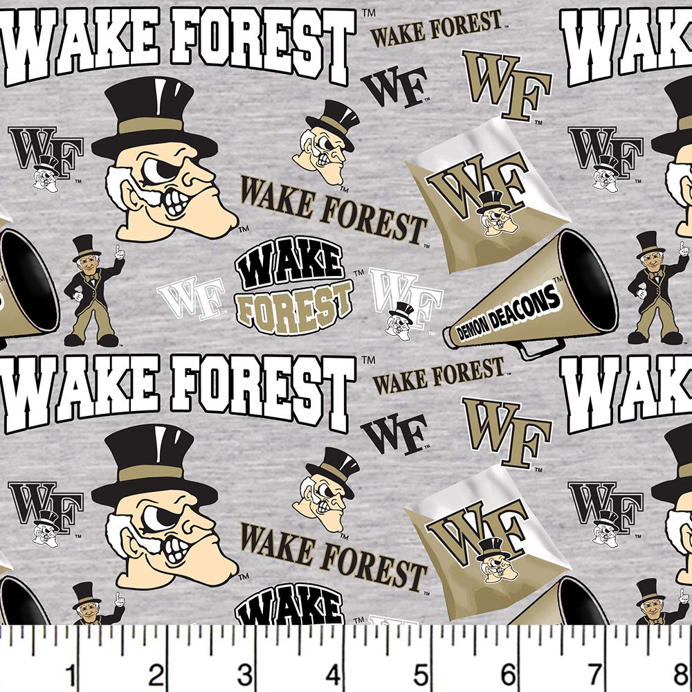 Wake Forest Deacons NCAA Collegiate Mascot Gray Sykel Cotton Fabric WF-1164