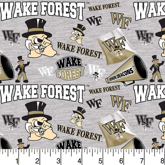Wake Forest Deacons NCAA Collegiate Mascot Gray Sykel Cotton Fabric WF-1164