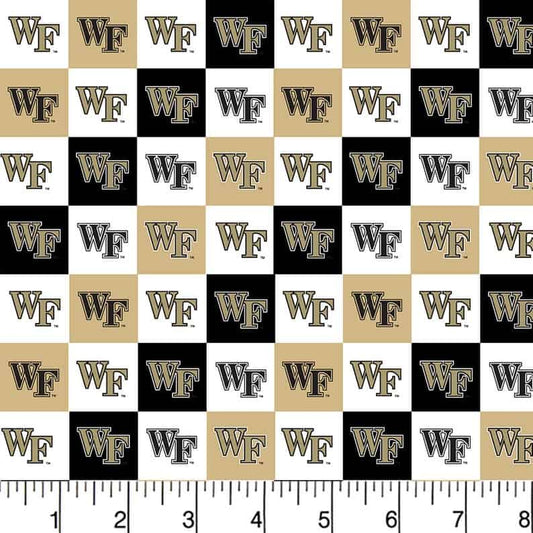 Wake Forest Deacons NCAA Collegiate Check Sykel Cotton Fabric WV-1158