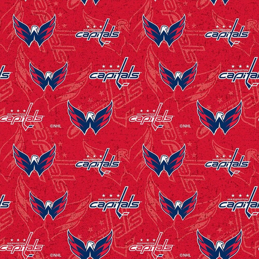 Washington Capitals NHL Hockey Tone on Tone Design Cotton Fabric NHL-1199 CAP