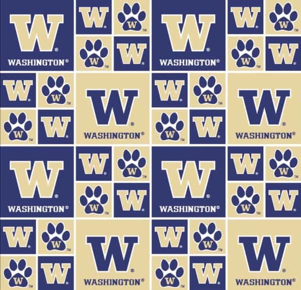 Washington Huskies NCAA College Box Sykel cotton fabric WA-020