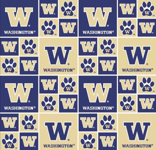 Washington Huskies NCAA College Box Sykel cotton fabric WA-020