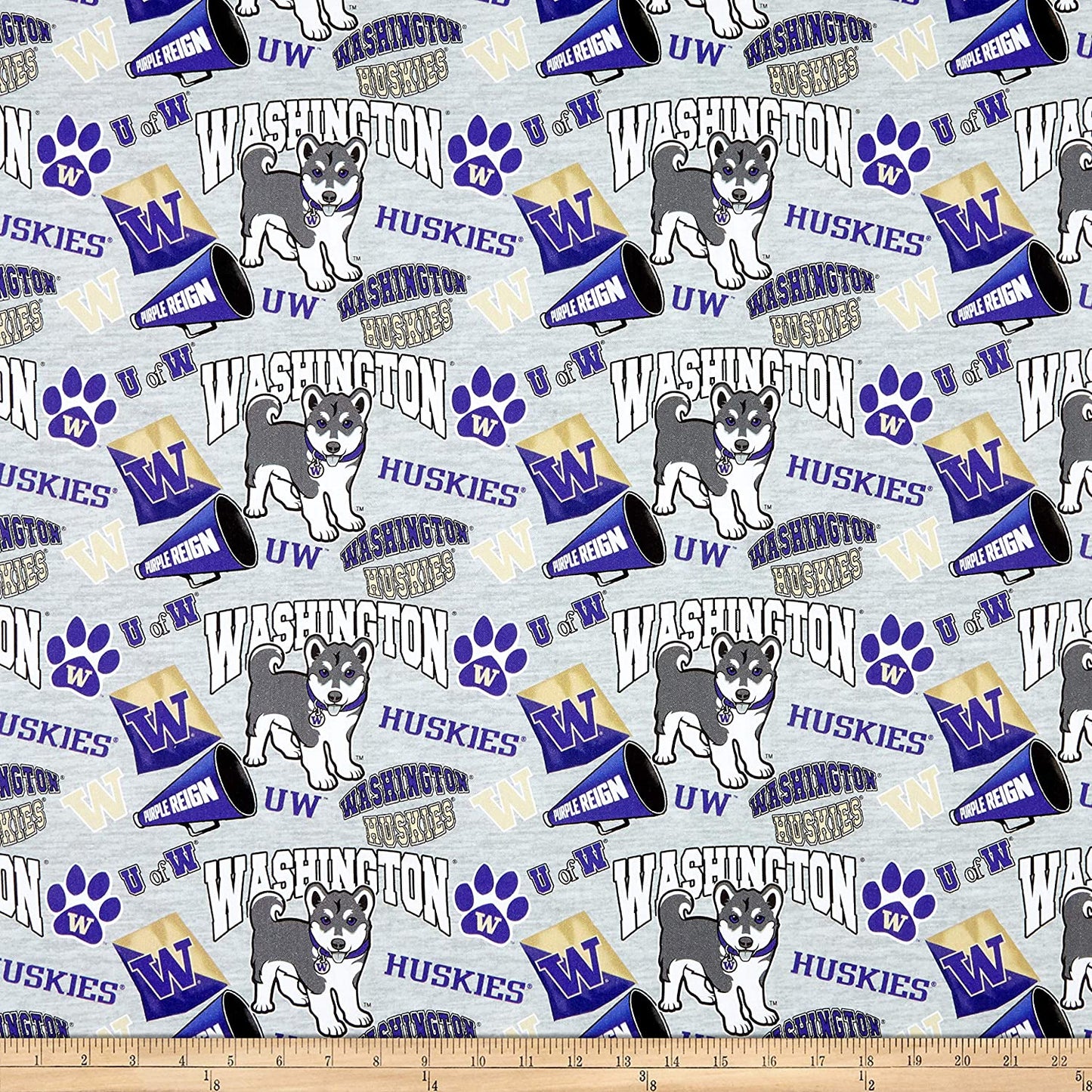 Washington Huskies NCAA College Collegiate Mascot Sykel Cotton Fabric WA-1164