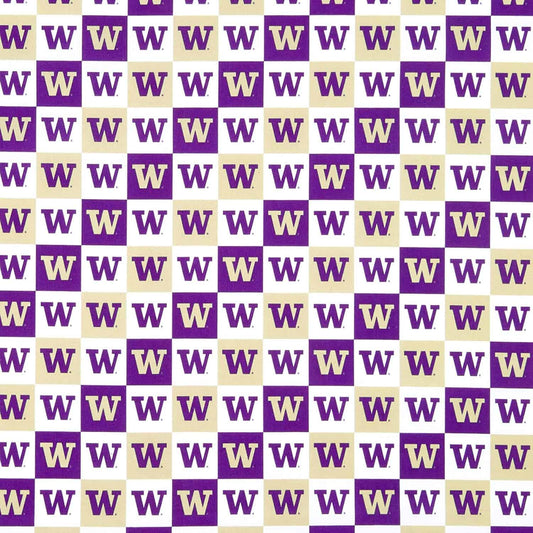Washington Huskies NCAA Collegiate Check Sykel Cotton Fabric WA-1158