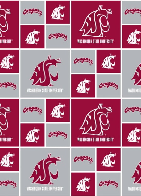Washington State Cougars NCAA College Box Sykel cotton fabric WAST-020