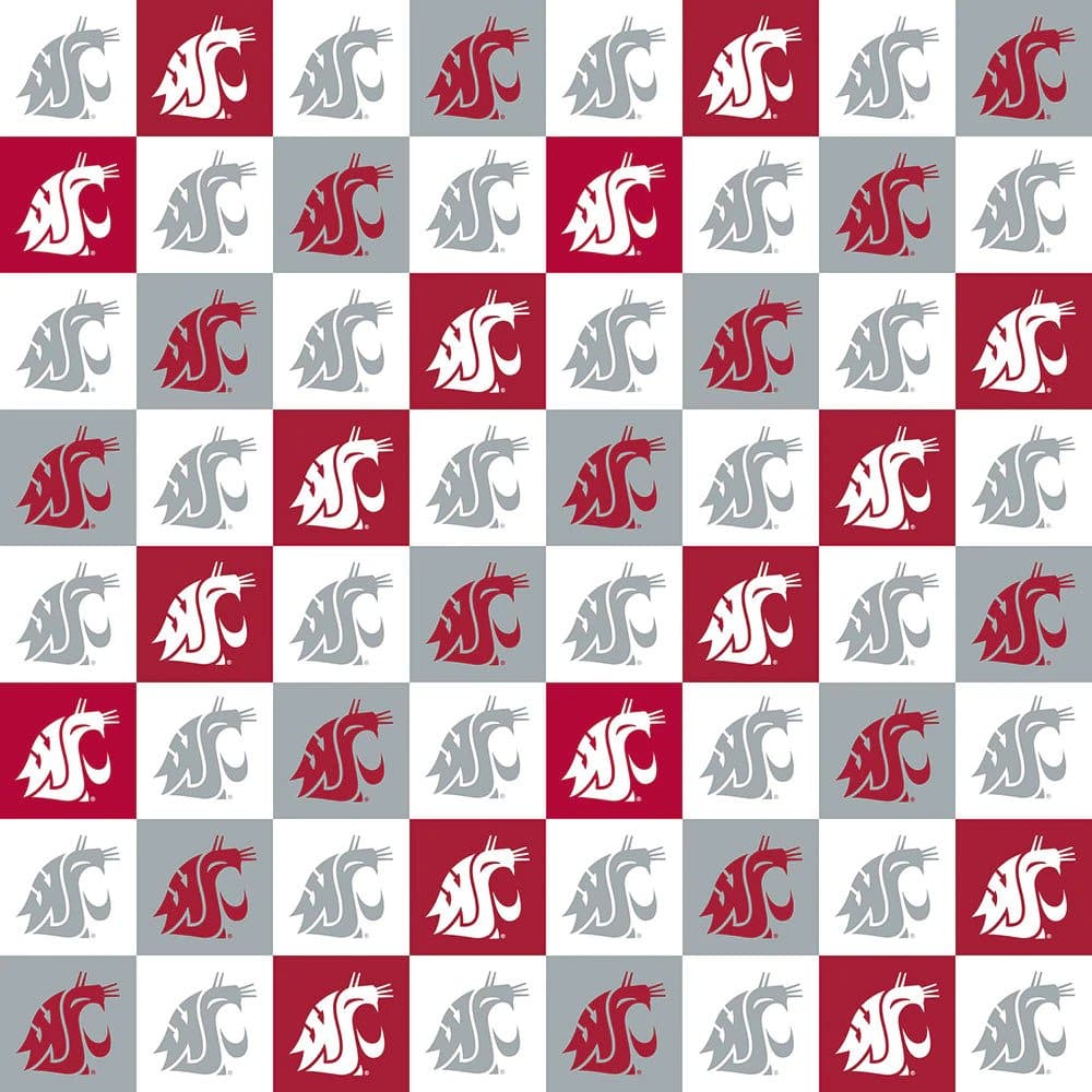 Washington State Cougars NCAA College Mini Block Chess-Like Cotton Fabric