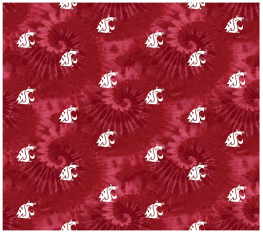Washington State Cougars NCAA College Tie Dye Sykel Cotton Fabric WAST-1316