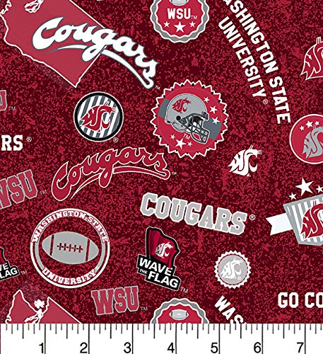 Washington State Cougars NCAA College Home State Sykel Cotton Fabric WAST-1208