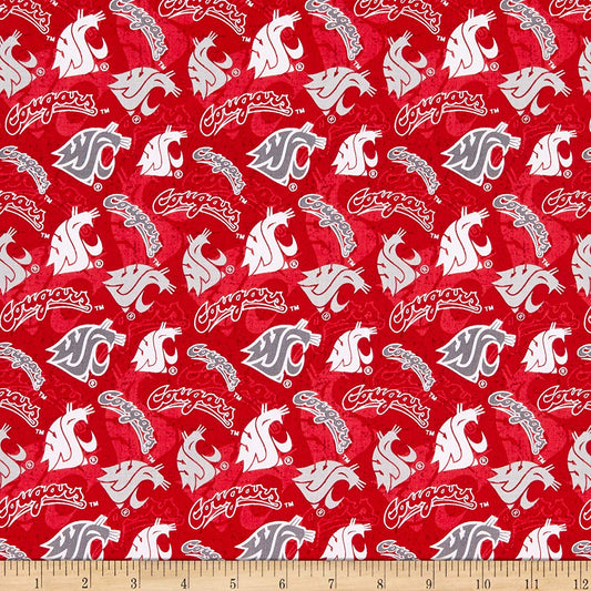 Washington State Cougars NCAA College Tone on Tone Sykel cotton fabric WAST-1178