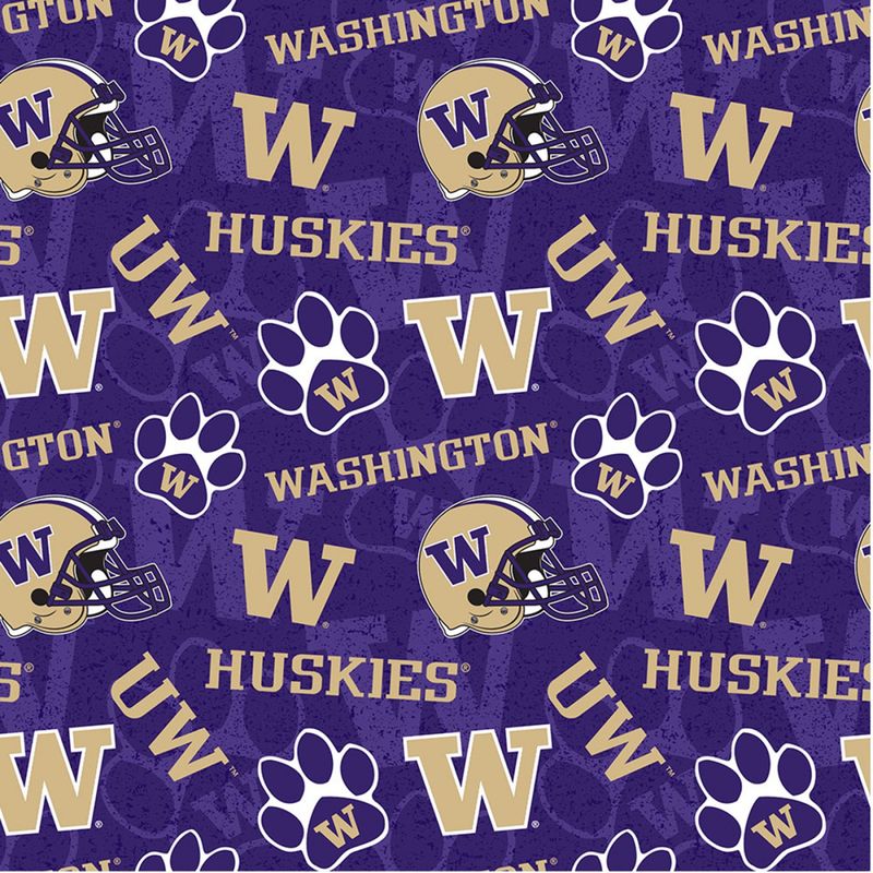 Washington Huskies NCAA College Tone on Tone Sykel Cotton Fabric WA-1178