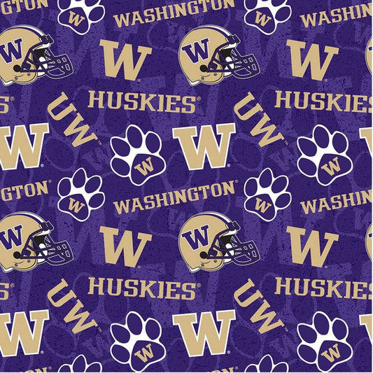 Washington Huskies NCAA College Tone on Tone Sykel Cotton Fabric WA-1178