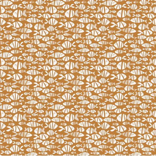 Water Babies Fish Allover Butterscotch Brown Sugarly Designs Studio E Cotton Fabric