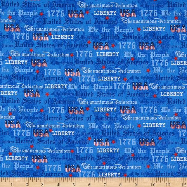 We The People Patriotic Words Phrases Blue Windham Cotton Fabric WF-52590-2