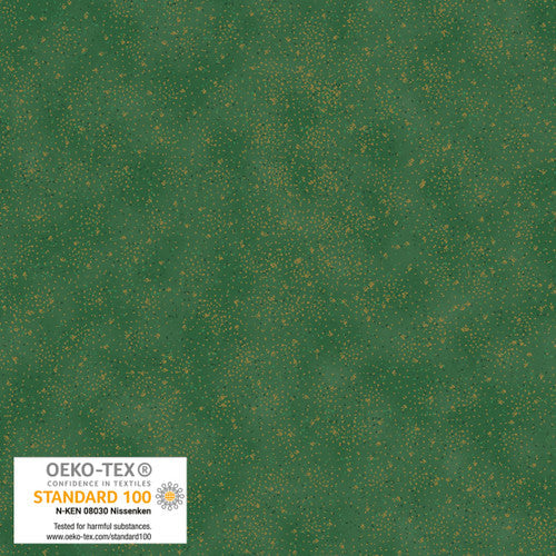 We love Christmas Spray Dots w/ Metallic Light Green Gold STOF Blank Quilting Cotton Fabric BQ-4592M-813