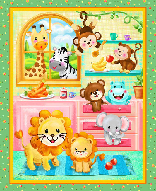 Wee Ones Little Chefs Panel 36" Green Oasis Fabrics Cotton Fabric OA-59-8551